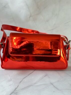 Metallic Red Shoulder Bag - Women's Y2K